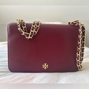 Tory Burch Burgundy Leather Chain Bag